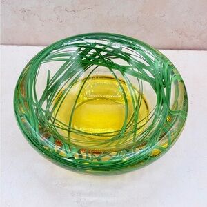 1990's Emilio Robba Illusion Water Grass Bowl Intentional Golden Layer 7.75"